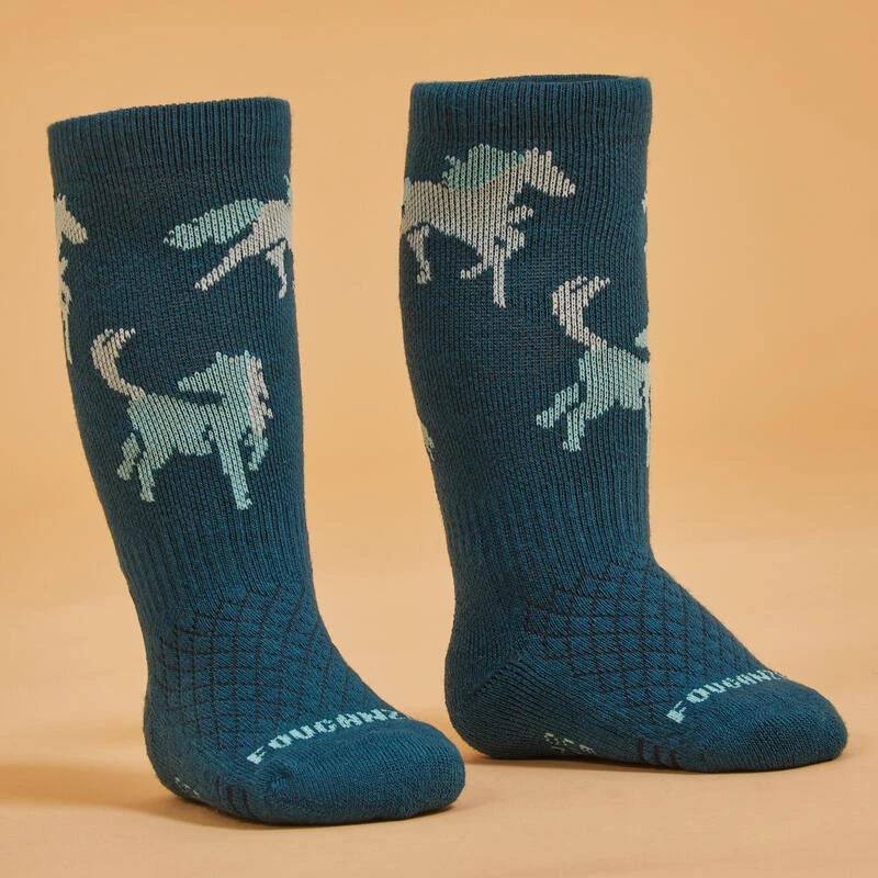 Chaussettes équitation 500 BABY Turquoise Et Vert Avec Motifs 6 Chaussettes équitation 500 BABY Turquoise Et Vert Avec Motifs – Image 6