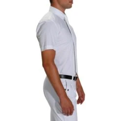Chemise De Concours Manches Courtes équitation Homme Bi-matière Blanc Et Gris -Fournitures Équestres Magasin chemise de concours manches courtes equitation homme bi matiere blanc et gris 2