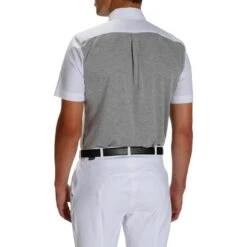 Chemise De Concours Manches Courtes équitation Homme Bi-matière Blanc Et Gris -Fournitures Équestres Magasin chemise de concours manches courtes equitation homme bi matiere blanc et gris 3