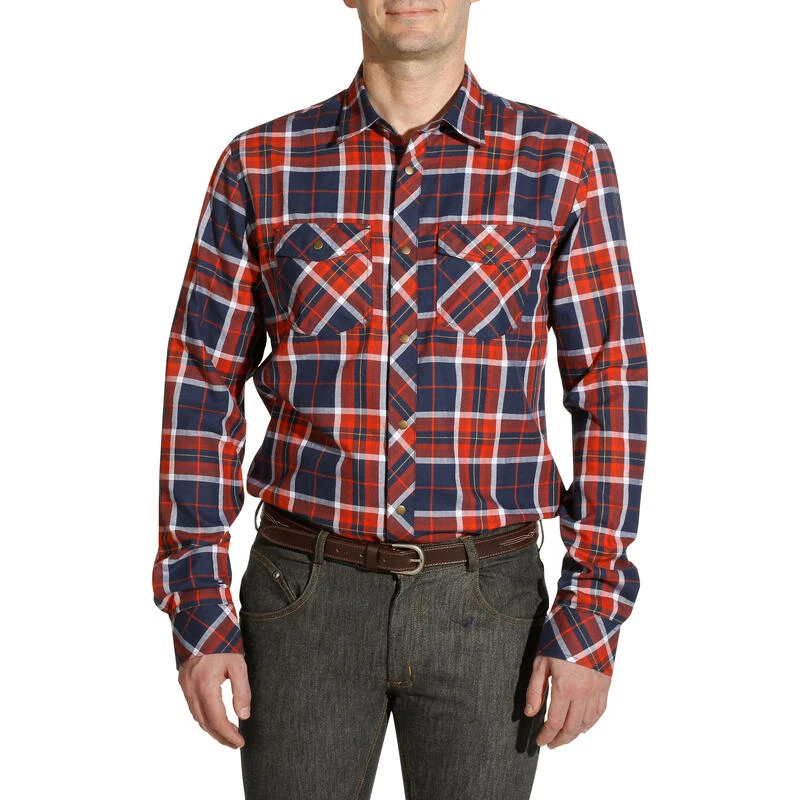 Chemise Manches Longues à Carreaux équitation Homme SENTIER Marine Et Rouge 2 Chemise Manches Longues à Carreaux équitation Homme SENTIER Marine Et Rouge – Image 2