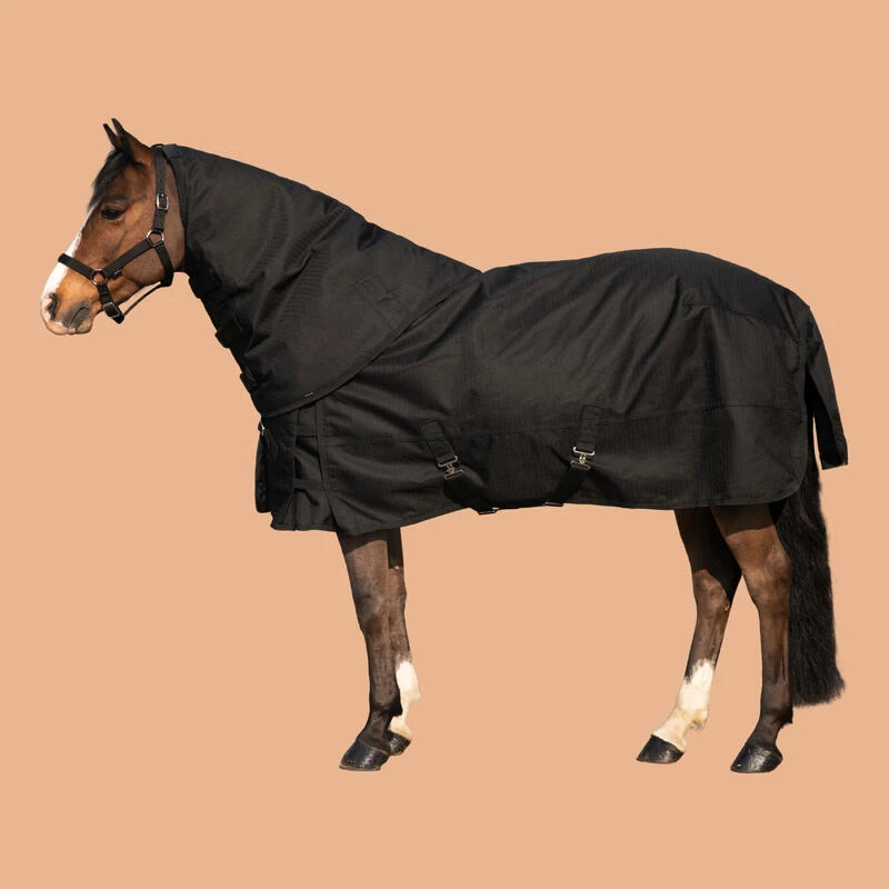 Couvre-cou équitation Imperméable Cheval - Allweather 200 Noir 7 Couvre-cou équitation Imperméable Cheval - Allweather 200 Noir – Image 7