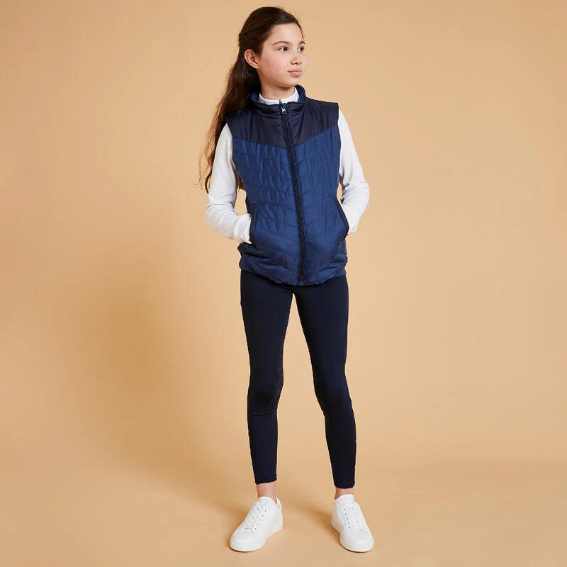 Doudoune équitation Sans Manches Enfant - 500 Bleu Turquin Et Marine 2 Doudoune équitation Sans Manches Enfant - 500 Bleu Turquin Et Marine – Image 2