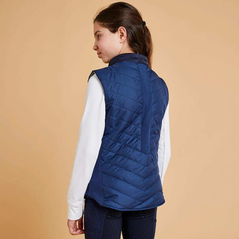 Doudoune équitation Sans Manches Enfant - 500 Bleu Turquin Et Marine 4 Doudoune équitation Sans Manches Enfant - 500 Bleu Turquin Et Marine – Image 4