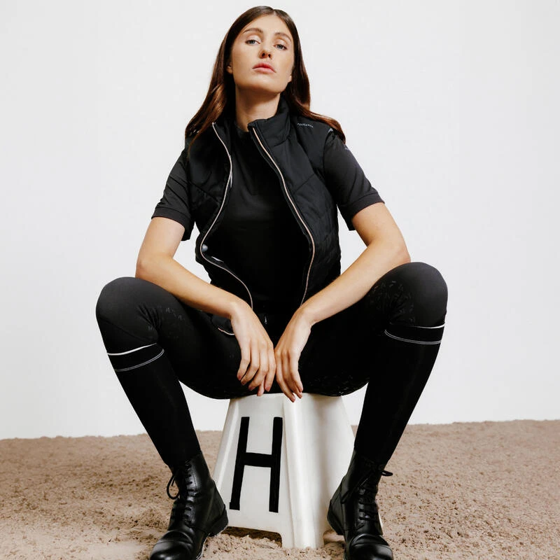 Doudoune équitation Sans Manches Zip Rose Gold Femme - 500 Noire 2 Doudoune équitation Sans Manches Zip Rose Gold Femme - 500 Noire – Image 2