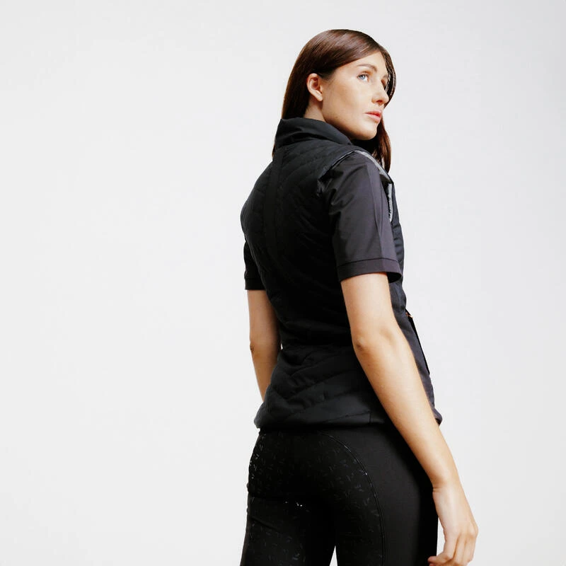 Doudoune équitation Sans Manches Zip Rose Gold Femme - 500 Noire 4 Doudoune équitation Sans Manches Zip Rose Gold Femme - 500 Noire – Image 4