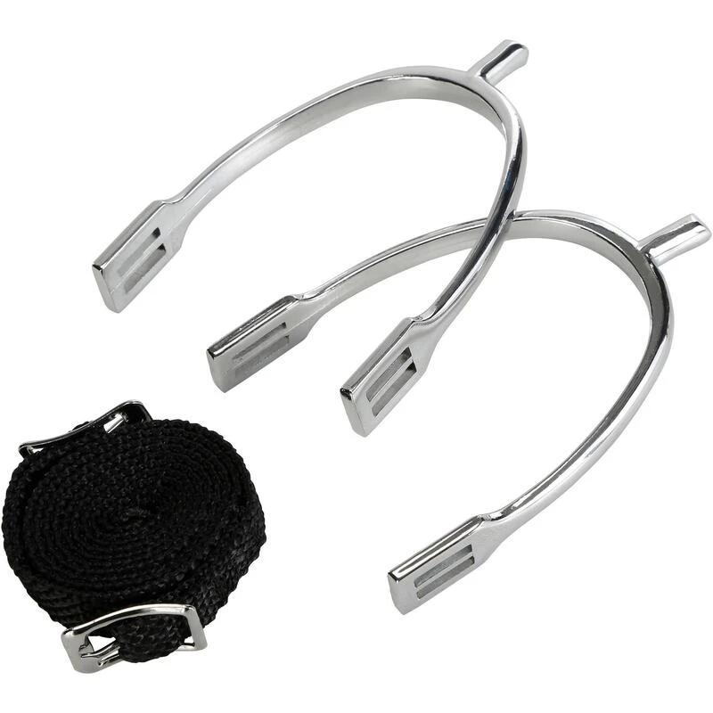 Éperons équitation Enfant Bout Carré + Lanières - 15 Mm 2 Éperons équitation Enfant Bout Carré + Lanières - 15 Mm – Image 2