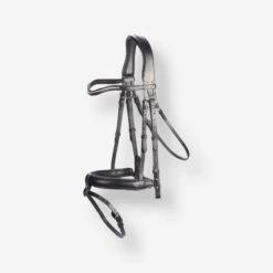 Filet équitation Cuir Muserolle Française Strass Poney - 580 Noir