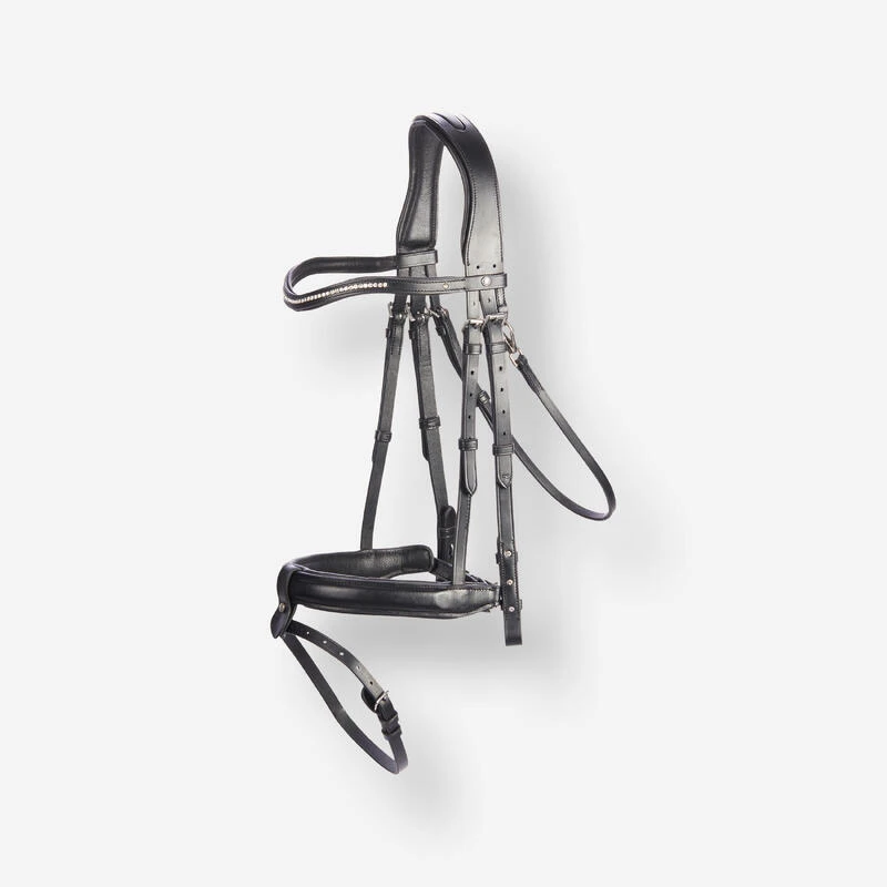 Filet équitation Cuir Muserolle Française Strass Poney - 580 Noir 1 Filet équitation Cuir Muserolle Française Strass Poney - 580 Noir