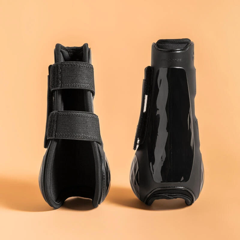 Guêtres équitation Ouvertes Cheval Et Poney - 500 Jump Noires X2 2 Guêtres équitation Ouvertes Cheval Et Poney - 500 Jump Noires X2 – Image 2