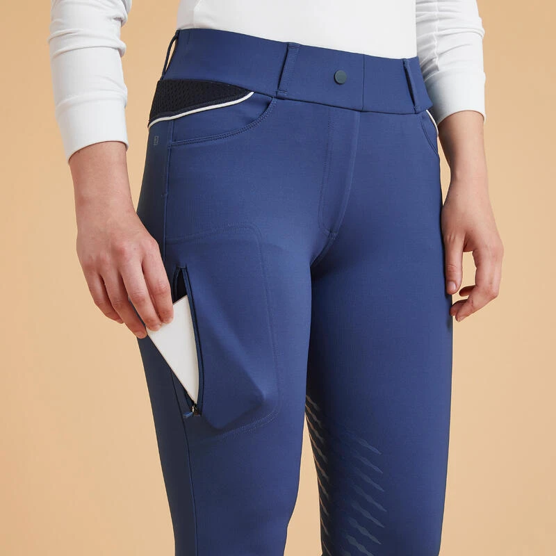Legging équitation Jump Grip Femme - 900 Bleu Turquin 3 Legging équitation Jump Grip Femme - 900 Bleu Turquin – Image 3