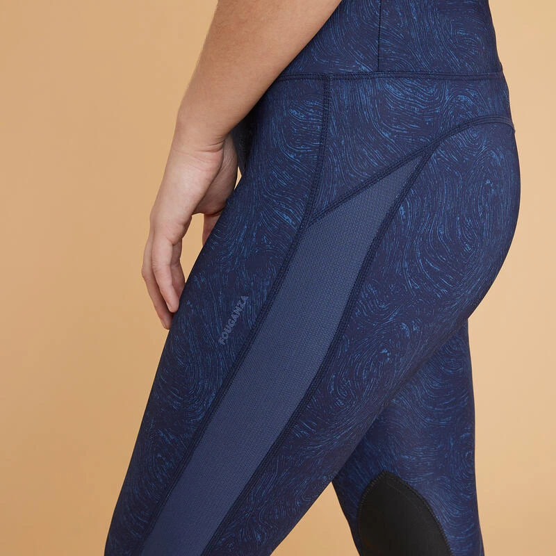 Legging équitation Léger Femme - 100 Bleu Print 4 Legging équitation Léger Femme - 100 Bleu Print – Image 4
