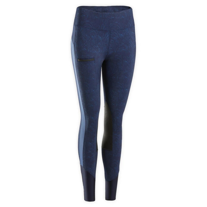 Legging équitation Léger Femme - 100 Bleu Print 8 Legging équitation Léger Femme - 100 Bleu Print – Image 8