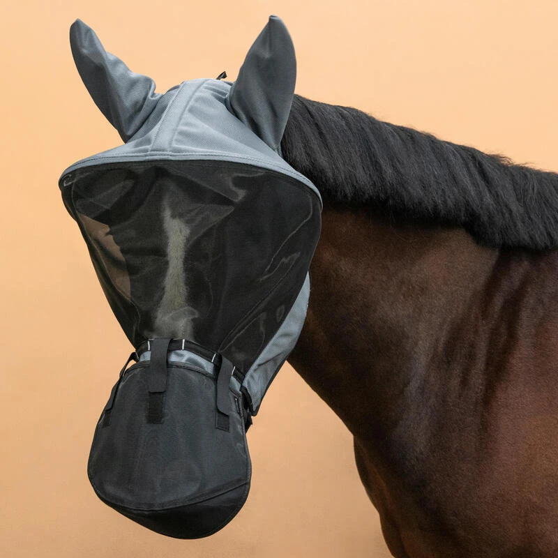 Masque Anti-mouche équitation Avec Arceau Cheval Et Poney - Gris Asphalte 3 Masque Anti-mouche équitation Avec Arceau Cheval Et Poney - Gris Asphalte – Image 3