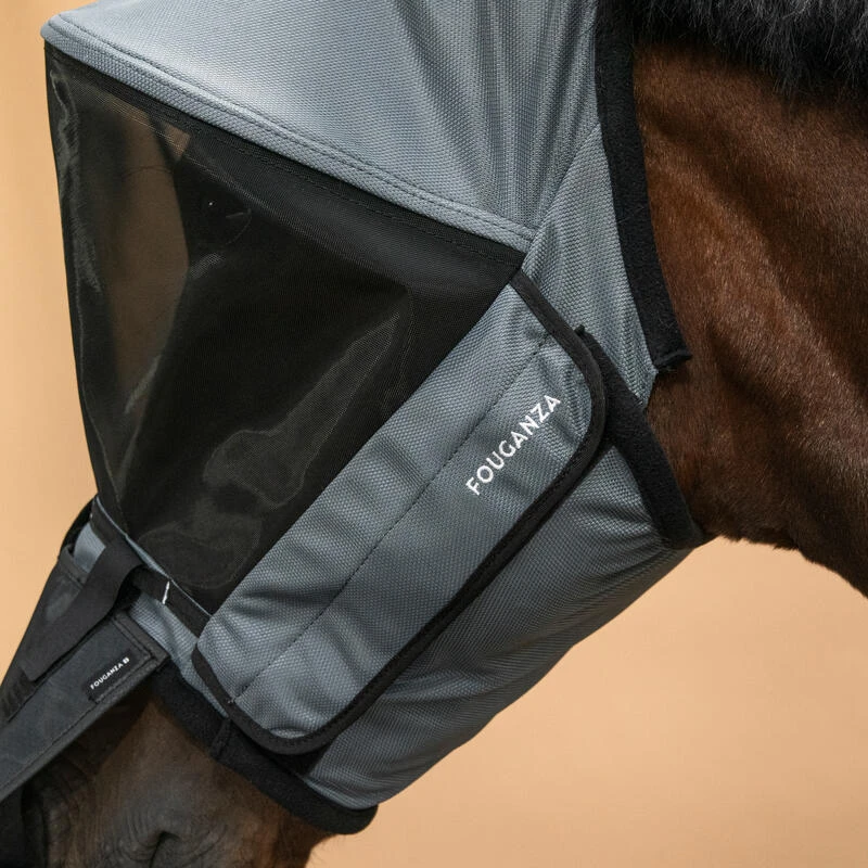 Masque Anti-mouche équitation Avec Arceau Cheval Et Poney - Gris Asphalte 4 Masque Anti-mouche équitation Avec Arceau Cheval Et Poney - Gris Asphalte – Image 4