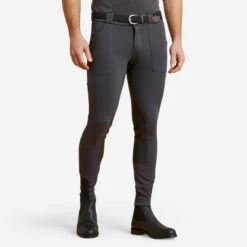 Pantalon Chaud équitation Homme 140 WARM Gris Foncé