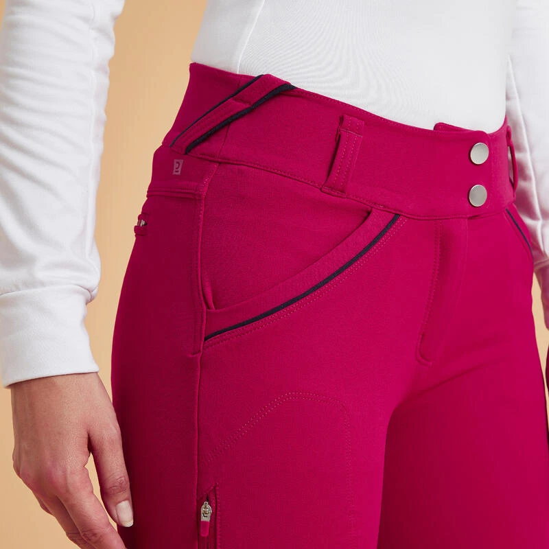 Pantalon équitation Classic Grip Femme - 900 Rose Cardinal 3 Pantalon équitation Classic Grip Femme - 900 Rose Cardinal – Image 3