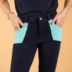 Pantalon équitation Enfant - 120 Marine Et Turquoise -Fournitures Équestres Magasin pantalon equitation enfant 120 marine et turquoise 2