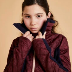 Polaire équitation Bi-matière Chaude Enfant - 500 Bordeaux Et Marine -Fournitures Équestres Magasin polaire equitation bi matiere chaude enfant 500 bordeaux et marine 2