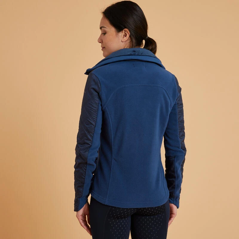 Polaire équitation Bi-matière Femme - 500 Marine 4 Polaire équitation Bi-matière Femme - 500 Marine – Image 4