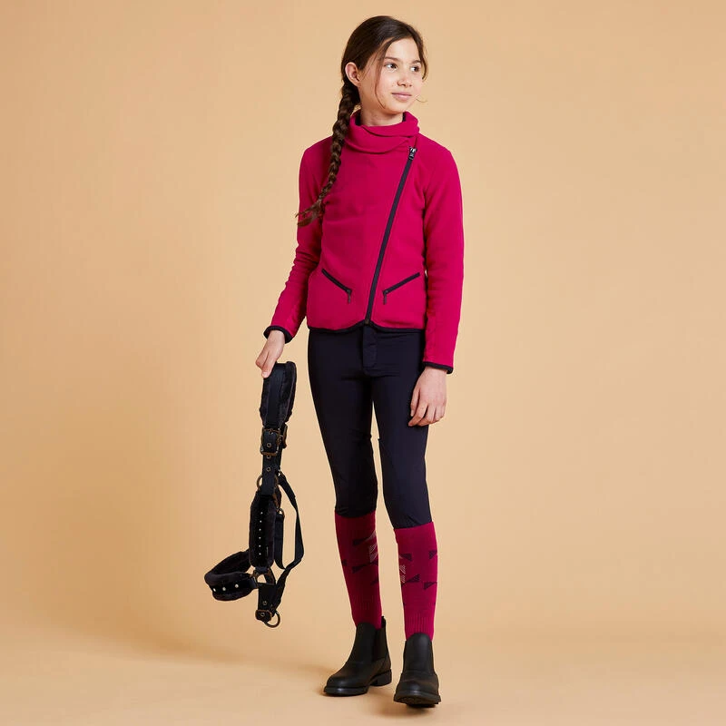 Polaire équitation Enfant - 100 Rose Cardinal 2 Polaire équitation Enfant - 100 Rose Cardinal – Image 2