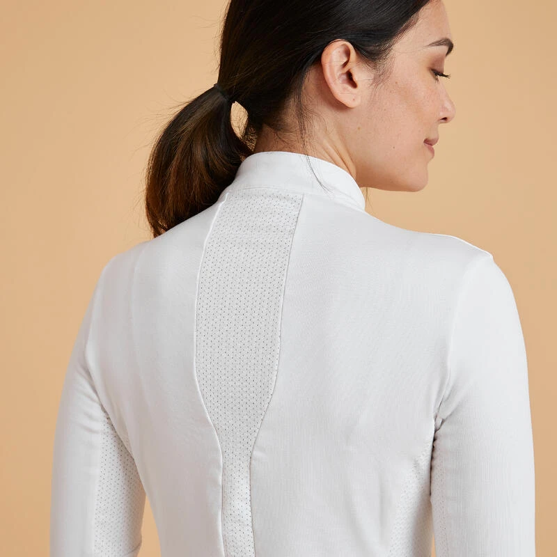 Polo De Concours équitation Manches Longues Chaud Femme - 500 Blanc 6 Polo De Concours équitation Manches Longues Chaud Femme - 500 Blanc – Image 6