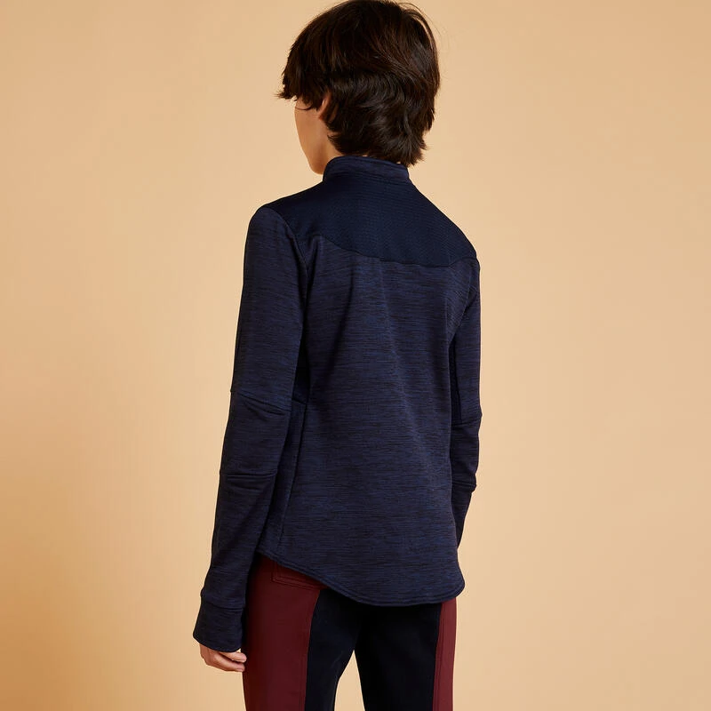 Polo D'équitation Manches Longues Chaud Enfant - 500 Marine 4 Polo D'équitation Manches Longues Chaud Enfant - 500 Marine – Image 4