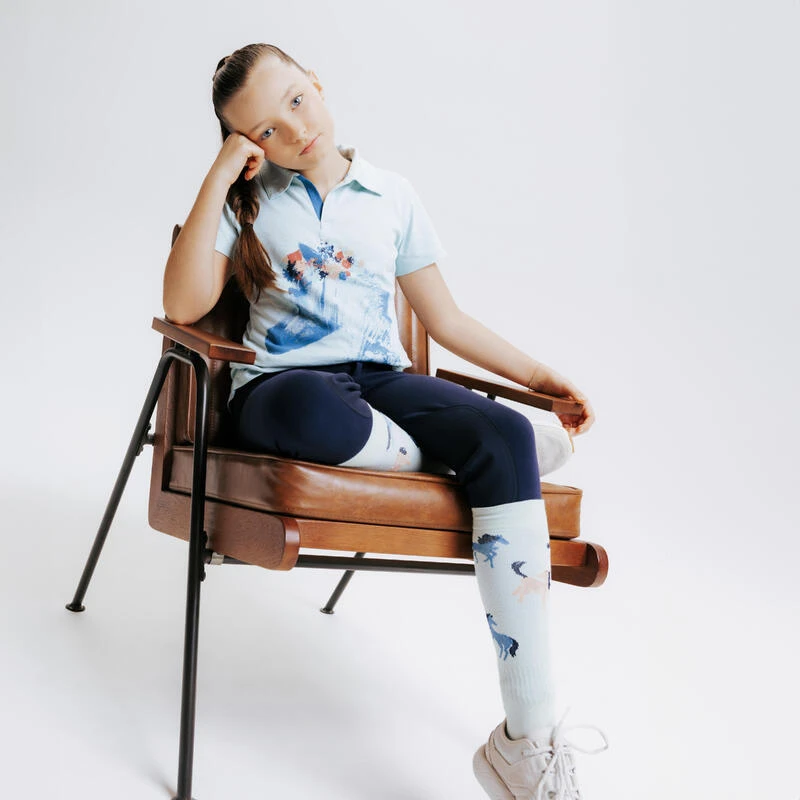 Polo équitation Manches Courtes Enfant - 100 Vert D'eau 2 Polo équitation Manches Courtes Enfant - 100 Vert D'eau – Image 2