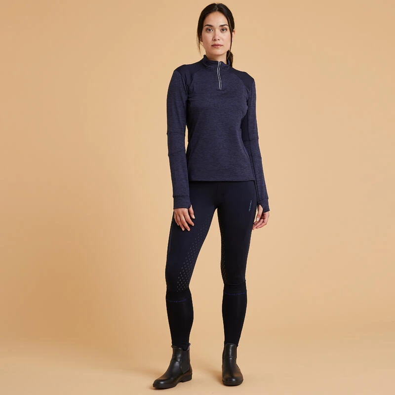 Polo équitation Manches Longues Chaud Femme - 500 Marine 2 Polo équitation Manches Longues Chaud Femme - 500 Marine – Image 2