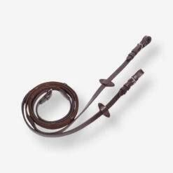 Rênes équitation Cuir Grip Silicone Cheval - 500 Marron