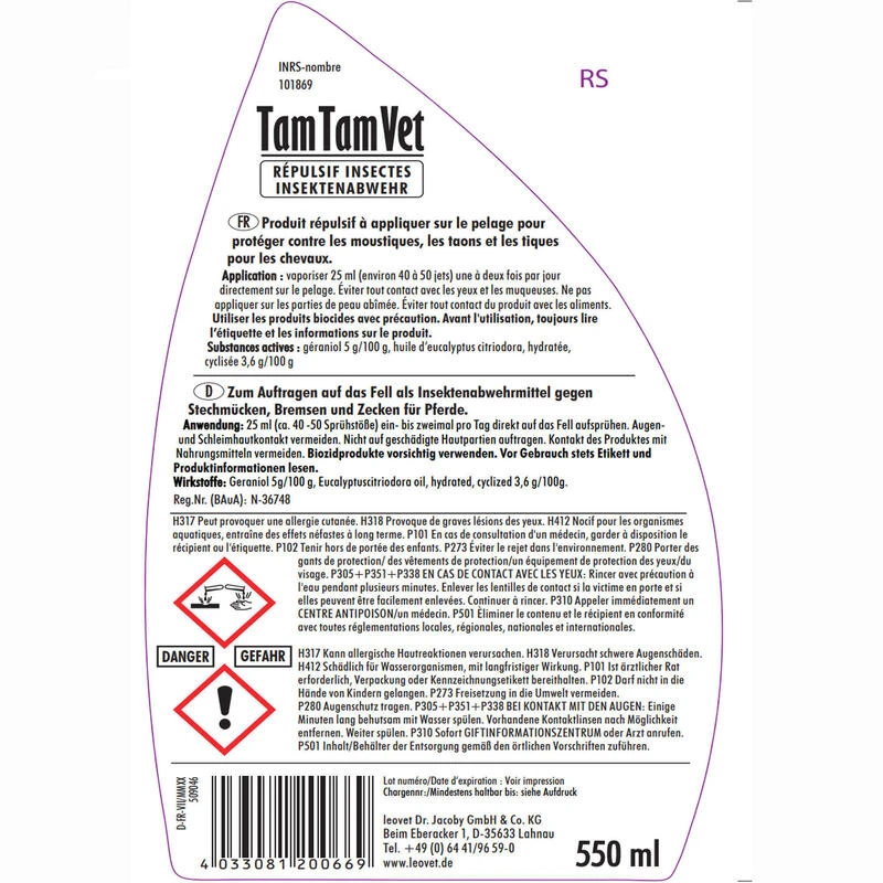 Répulsif Anti-insecte Spray Cheval Et Poney - Tam Tam Vet 550 Ml LEOVET 4 Répulsif Anti-insecte Spray Cheval Et Poney - Tam Tam Vet 550 Ml LEOVET – Image 4