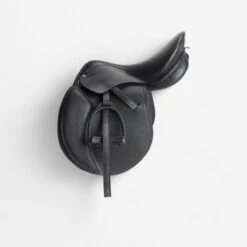 Selle Polyvalente En Cuir équipée équitation Cheval Et Poney SCHOOLING Noir 16"5