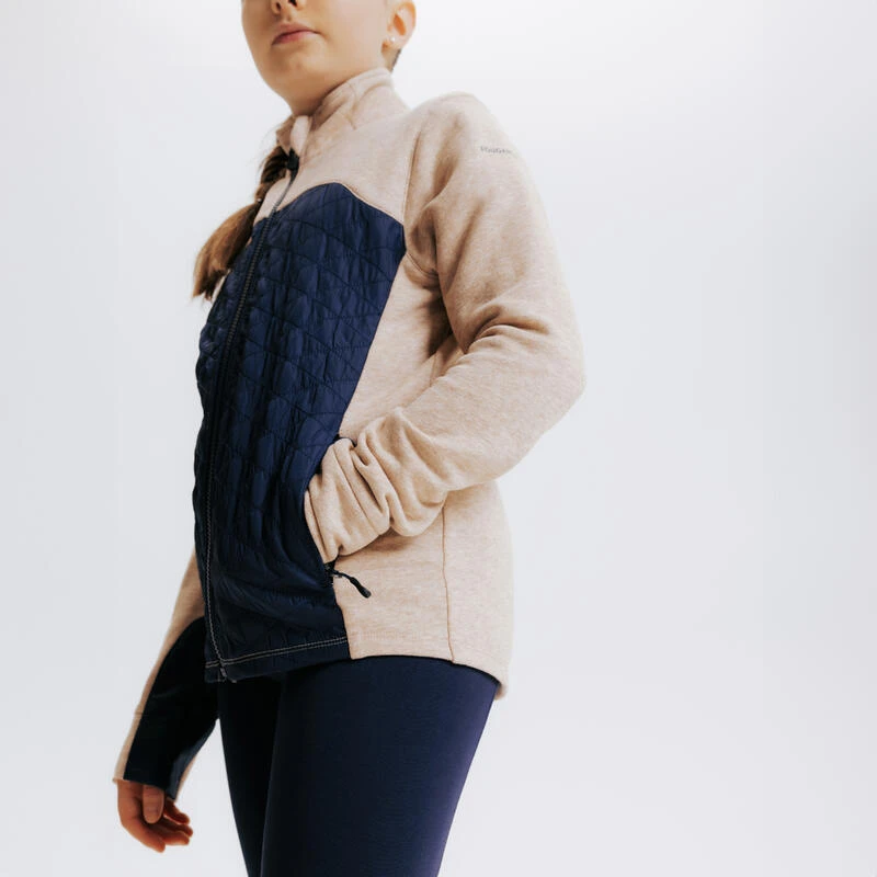 Sweat équitation Bi-matière Zippé Enfant - 500 Marine Et Beige Nougat 6 Sweat équitation Bi-matière Zippé Enfant - 500 Marine Et Beige Nougat – Image 6