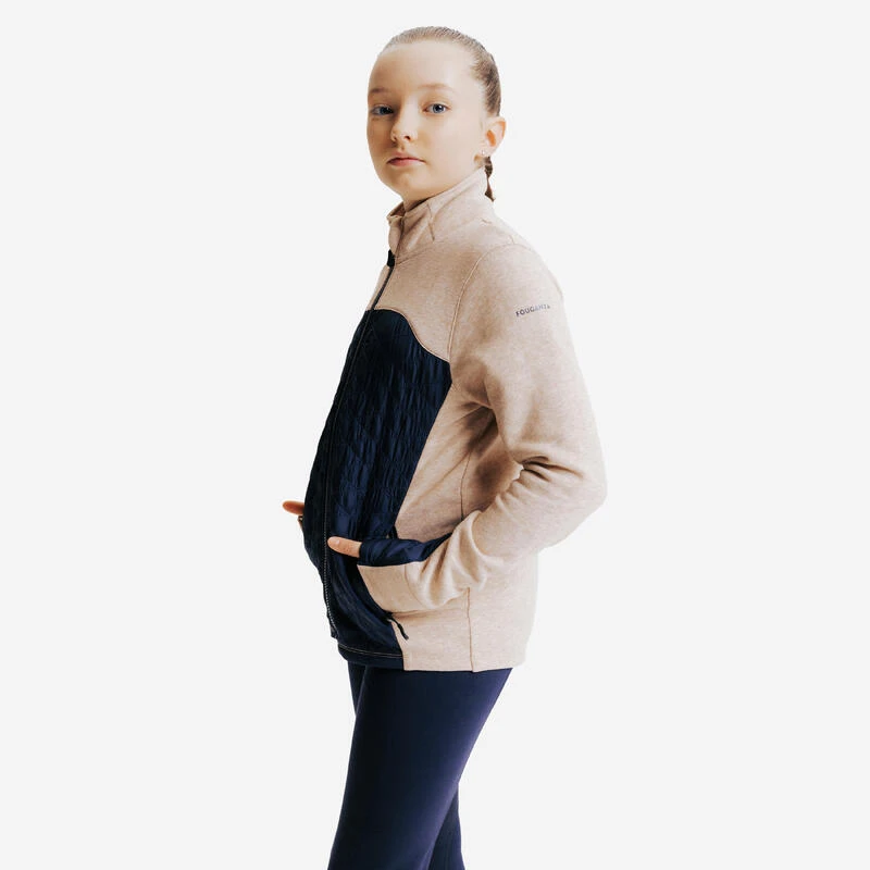 Sweat équitation Bi-matière Zippé Enfant - 500 Marine Et Beige Nougat 1 Sweat équitation Bi-matière Zippé Enfant - 500 Marine Et Beige Nougat