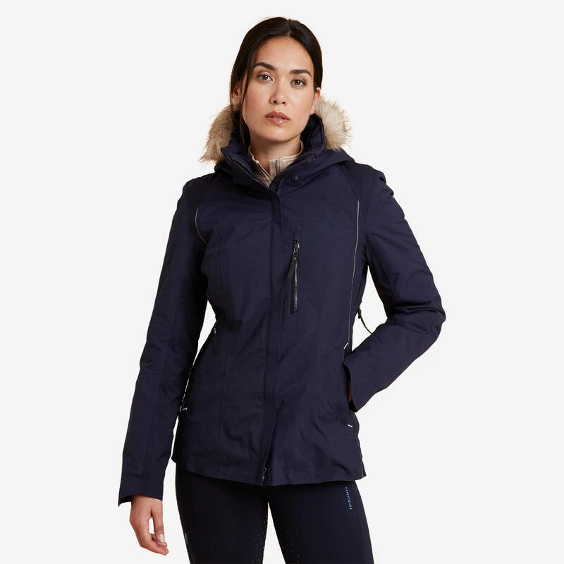 Veste équitation Chaude Et Imperméable Femme - 580 Marine 1 Veste équitation Chaude Et Imperméable Femme - 580 Marine